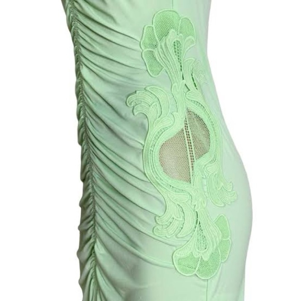 Self-Portrait Spearmint Jersey Gathered Midi Dress